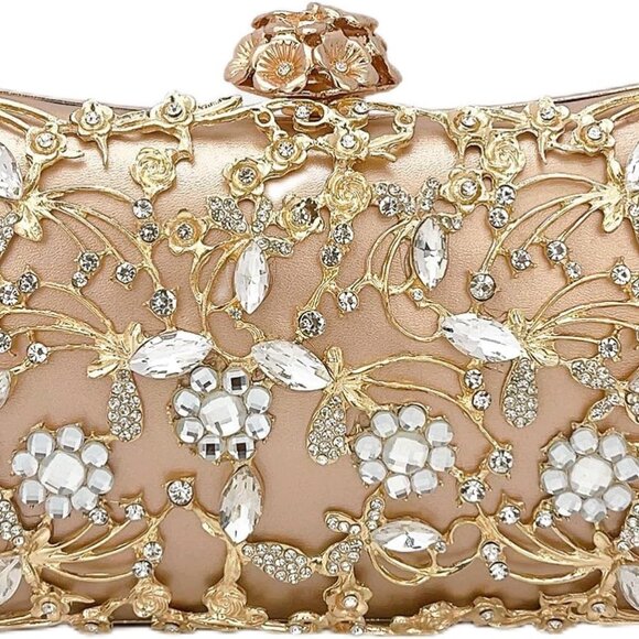 Rhinestone Evening Bag Sparkly Womens Crystal Purse Party Wedding Cocktail Prom - Picture 1 of 8